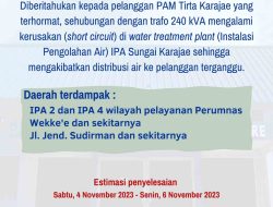 Travo IPA Sungai Karajae Rusak, PAM Tirta Karajae Umumkan Gangguan Distribusi Air