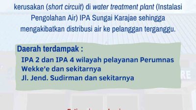 Travo IPA Sungai Karajae Rusak, PAM Tirta Karajae Umumkan Gangguan Distribusi Air
