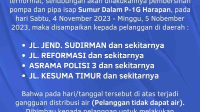 Bersihkan Pompa dan Pipa Isap Sumur Dalam P-1G Harapan, PAM Tirta Karajae Umumkan Gangguan Distribusi Air