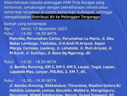 Pemeliharaan Sistem Kelistrikan Sulbagsel, PAM Tirta Karajae Umumkan Gangguan Distribusi Air