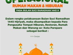 Pemkot Parepare Batasi Operasional Tempat Hiburan, Rumah Makan, Warkop dan Kafe Selama Ramadan