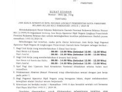 Pemkot Parepare Keluarkan Surat Edaran Tentang Jam Kerja ASN Selama Ramadan