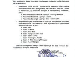 Forkopimda Parepare Putuskan Salat Idul Fitri 1445 H Dipusatkan di Lapangan Andi Makkasau